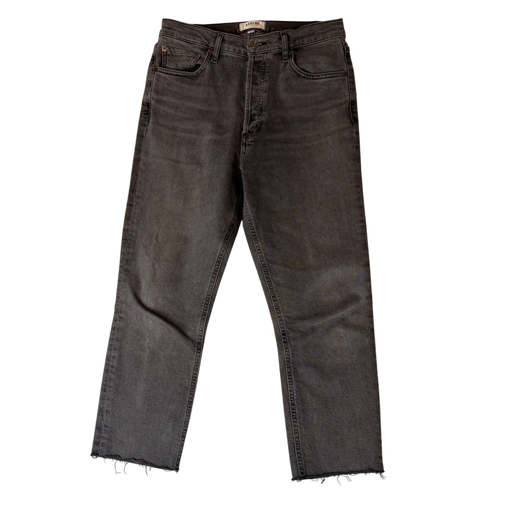 AGOLDE‎ Nico Mid Rise Straight Leg Crop Jeans Charcoal Grey Size 26